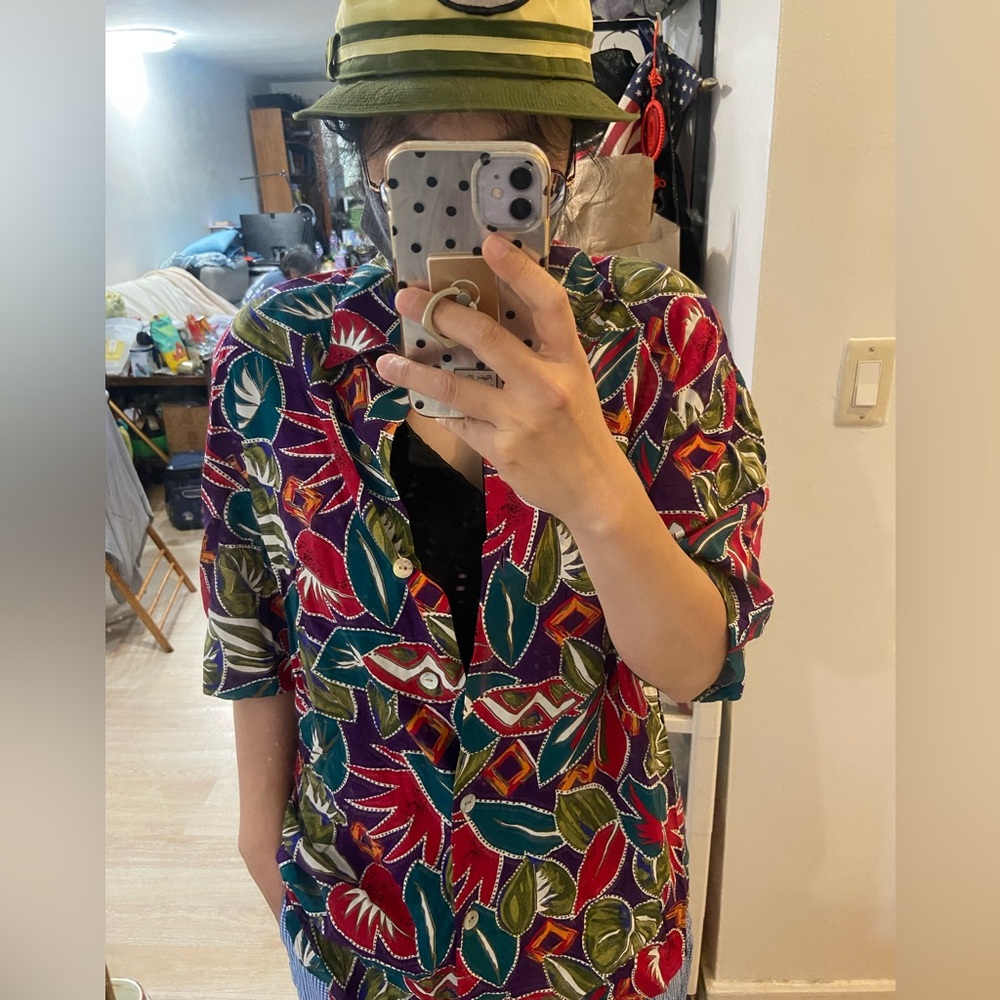 Kathie Lee Collection Multicolor Leaf Print Men's Shirt